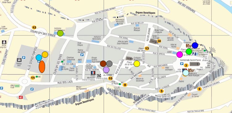Placez le curseur sur les points de couleurs pour afficher les informations